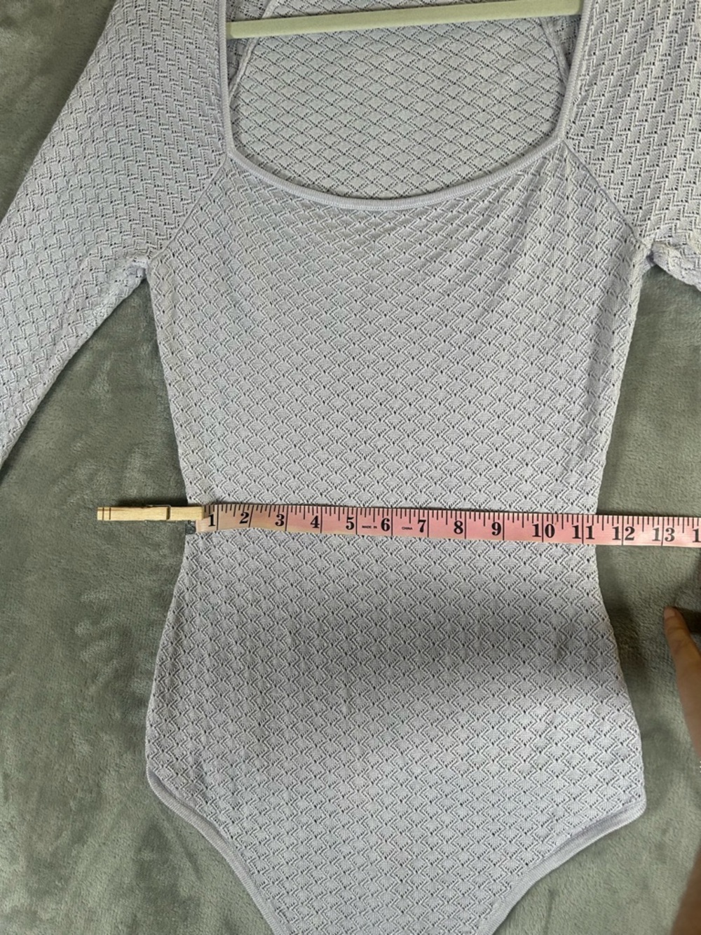 Abercrombie & Fitch pointelle square neck light purple eyelet bodysuit - Picture 13 of 15